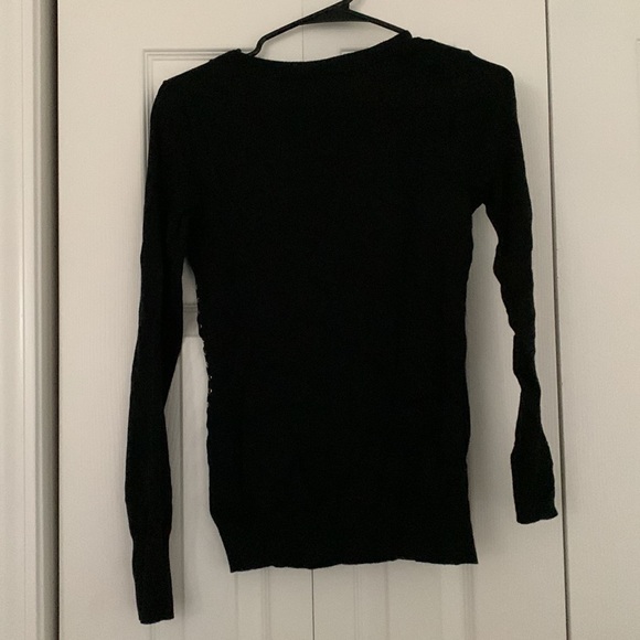 NWT EXPRESS Crew Neck Gold Studded Black (Thin) Sweater Size XS. - Picture 3 of 3